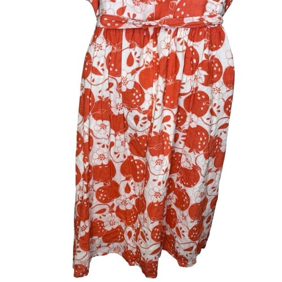 ModCloth Short Flutter Sleeve Orange and Cream Apples Dress Square Neckline XL - Picture 9 of 14
